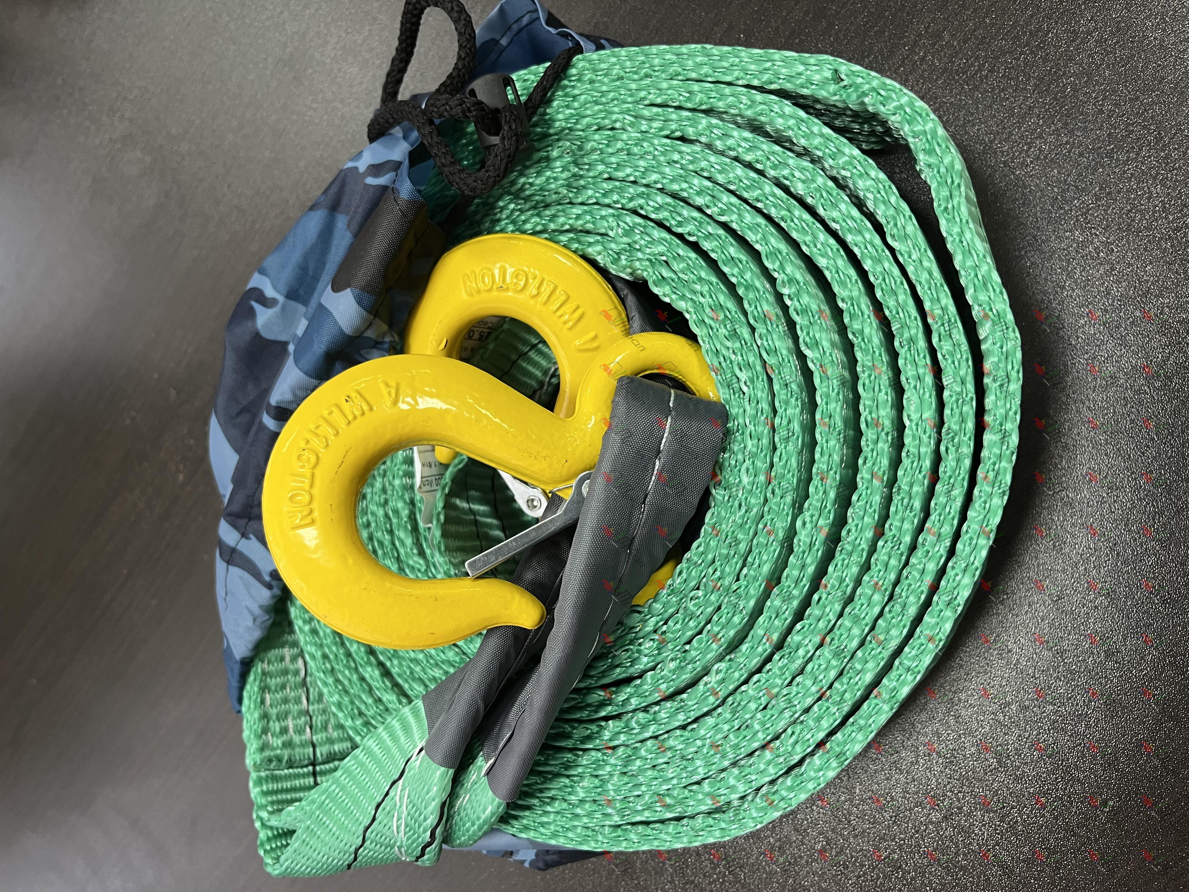  стропа зеленая 5т 5м с двумя крюками в 2 слоя в сумке